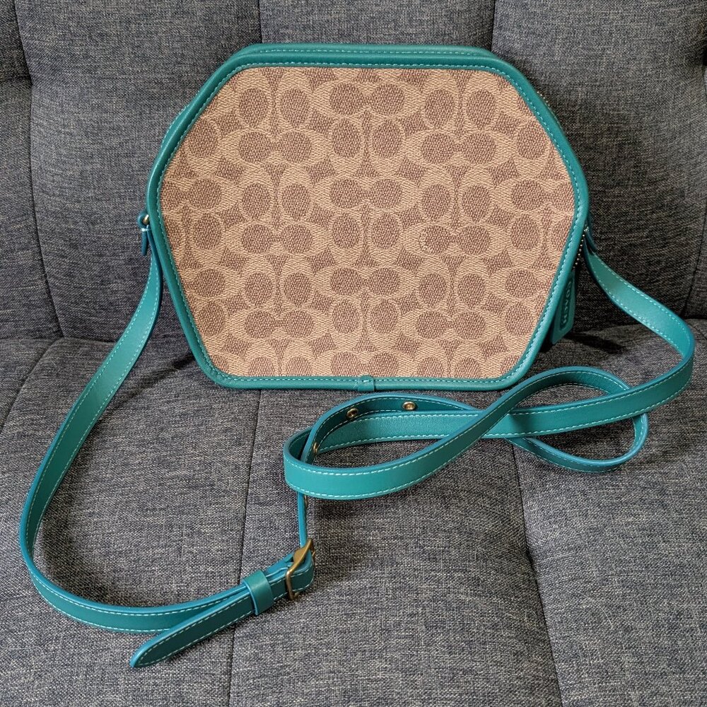Coach Zip Geometric Pouch In Signature Canvas